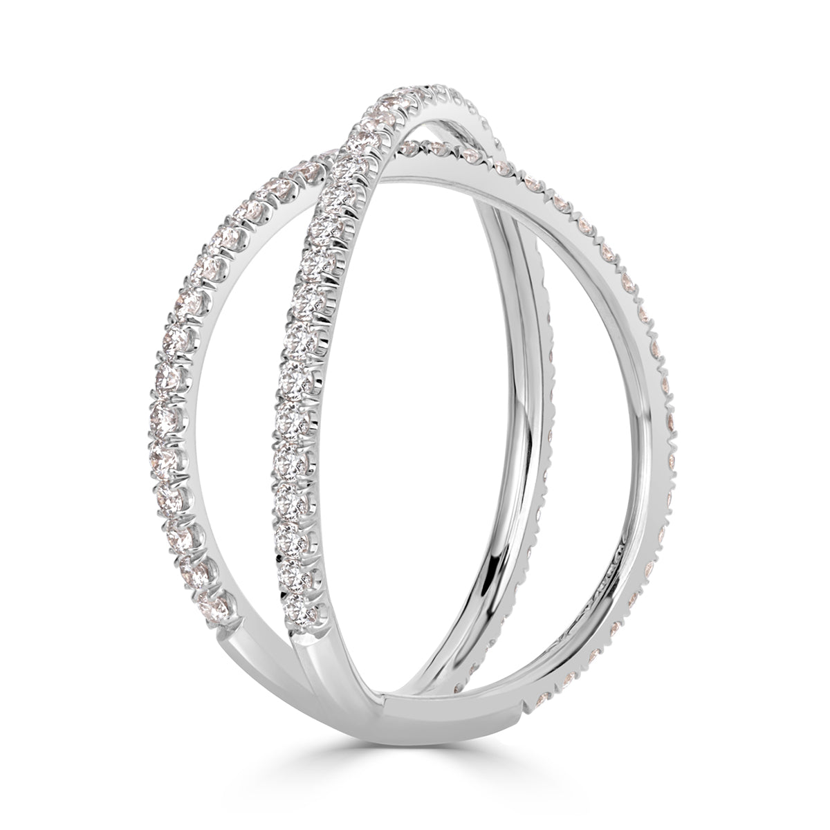 0.63ct Round Brilliant Cut Diamond Dainty Crisscross Ring