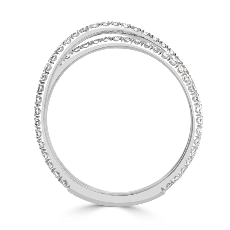 0.63ct Round Brilliant Cut Diamond Dainty Crisscross Ring in Platinum