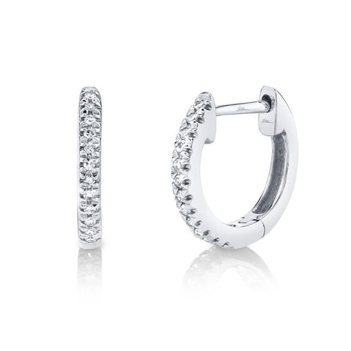 0.07ct Round Cut Diamond Huggie Earrings in 14k White Gold