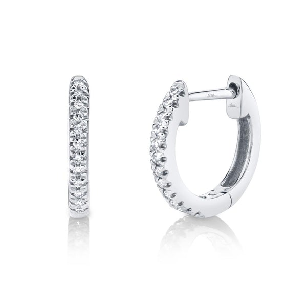 0.07ct Round Cut Diamond Huggie Earrings in 14k White Gold