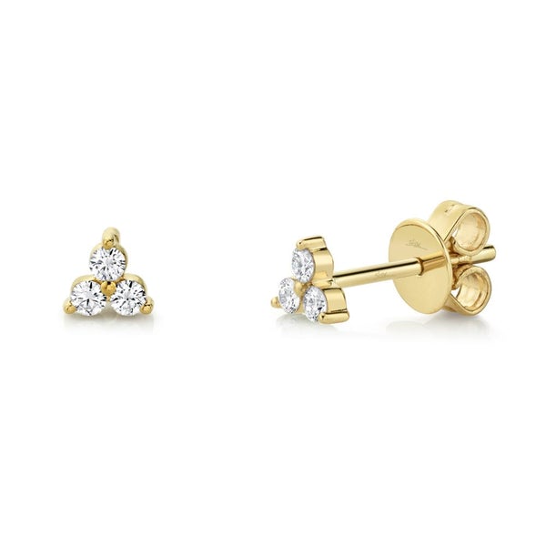 0.15ct Round Cut Diamond Cluster Stud Earrings in 14k Yellow Gold