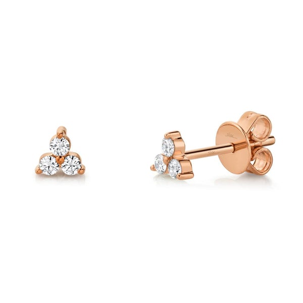 0.15ct Round Cut Diamond Cluster Stud Earrings in 14k Rose Gold