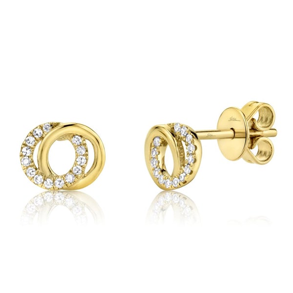 0.09ct Round Cut Diamond Interlocking Earring in 14k Yellow Gold