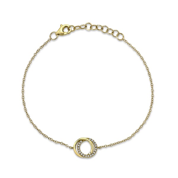 0.07ct Round Cut Diamond Interlocking Bracelet in 14k Yellow Gold
