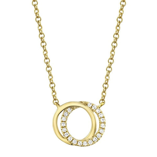 0.07ct Round Cut Diamond Interlocking Necklace in 14k Yellow Gold