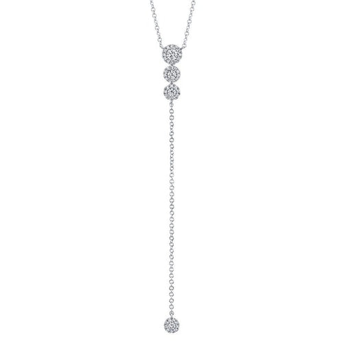 0.29ct Round Cut Diamond Drop Lariat Necklace in 14k White Gold