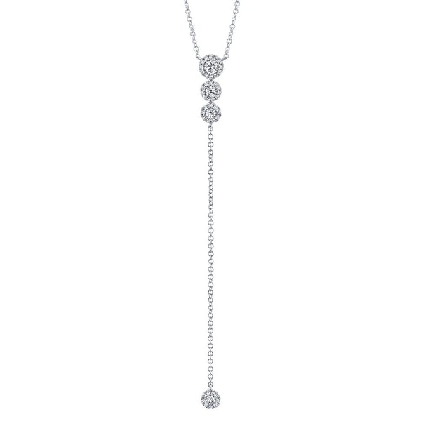 0.29ct Round Cut Diamond Drop Lariat Necklace in 14k White Gold
