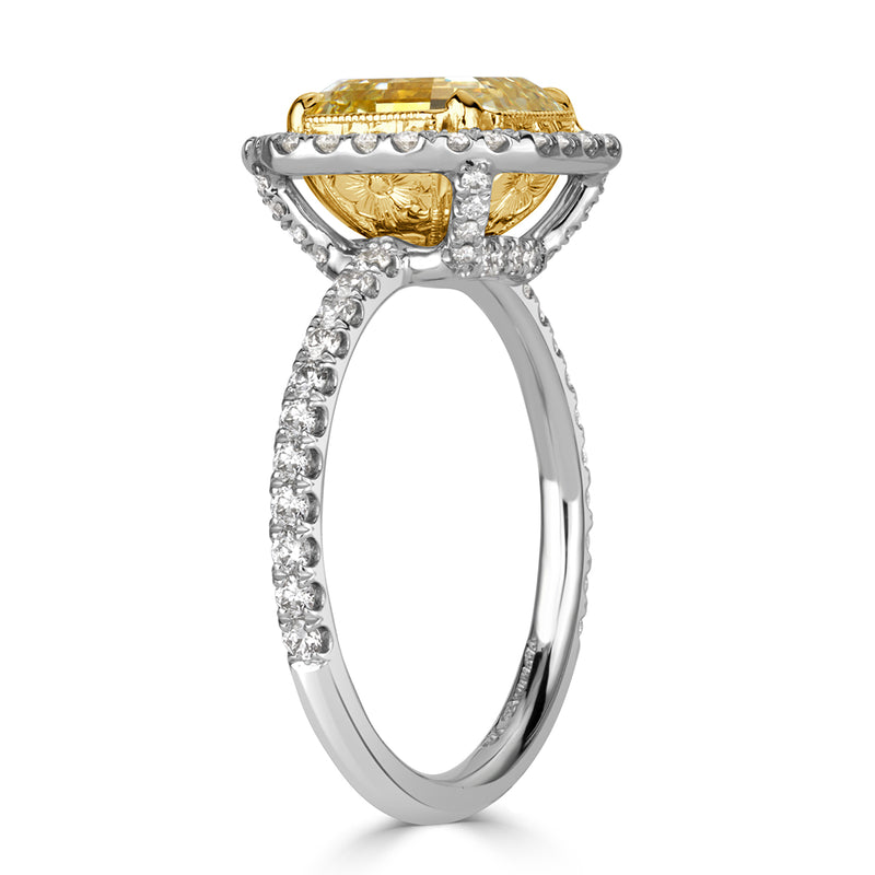 3.60ct Fancy Light Yellow Asscher Cut Diamond Engagement Ring