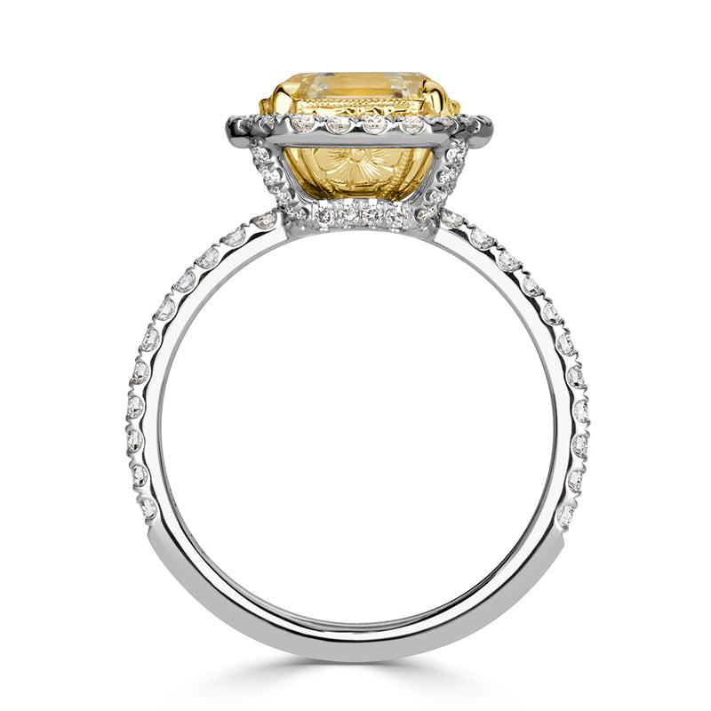 3.60ct Fancy Light Yellow Asscher Cut Diamond Engagement Ring