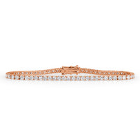 3.21ct Round Brilliant Cut Diamond Tennis Bracelet in 14k Rose Gold in 7'