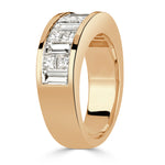3.05ct Princess and Baguette Cut Diamond Men's Wedding Band in 18k Champagne Yellow Gold