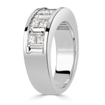 3.05ct Princess and Baguette Cut Diamond Men's Wedding Band in 18k White Gold