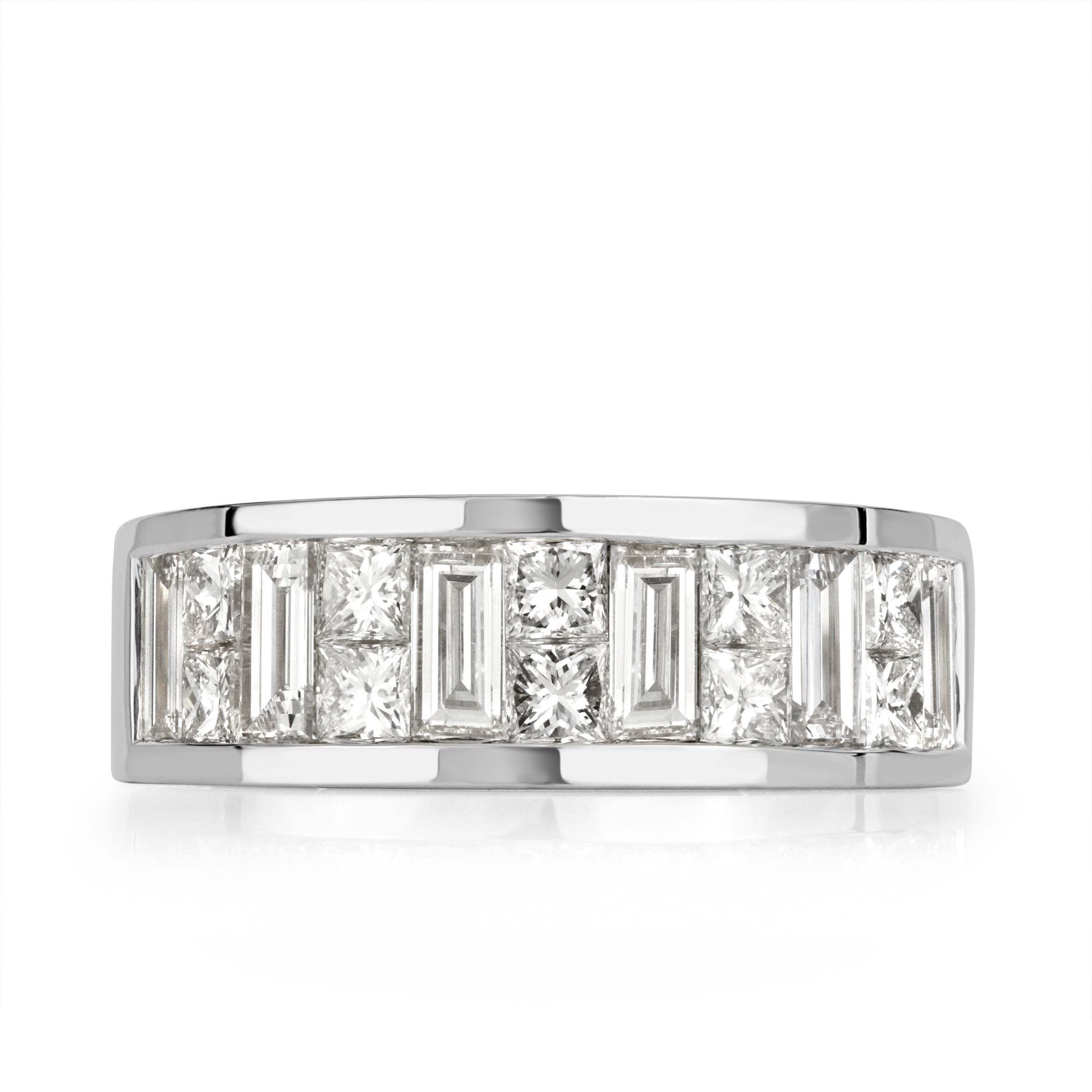 3.05ct Princess and Baguette Cut Diamond Men's Wedding Band in Platinum