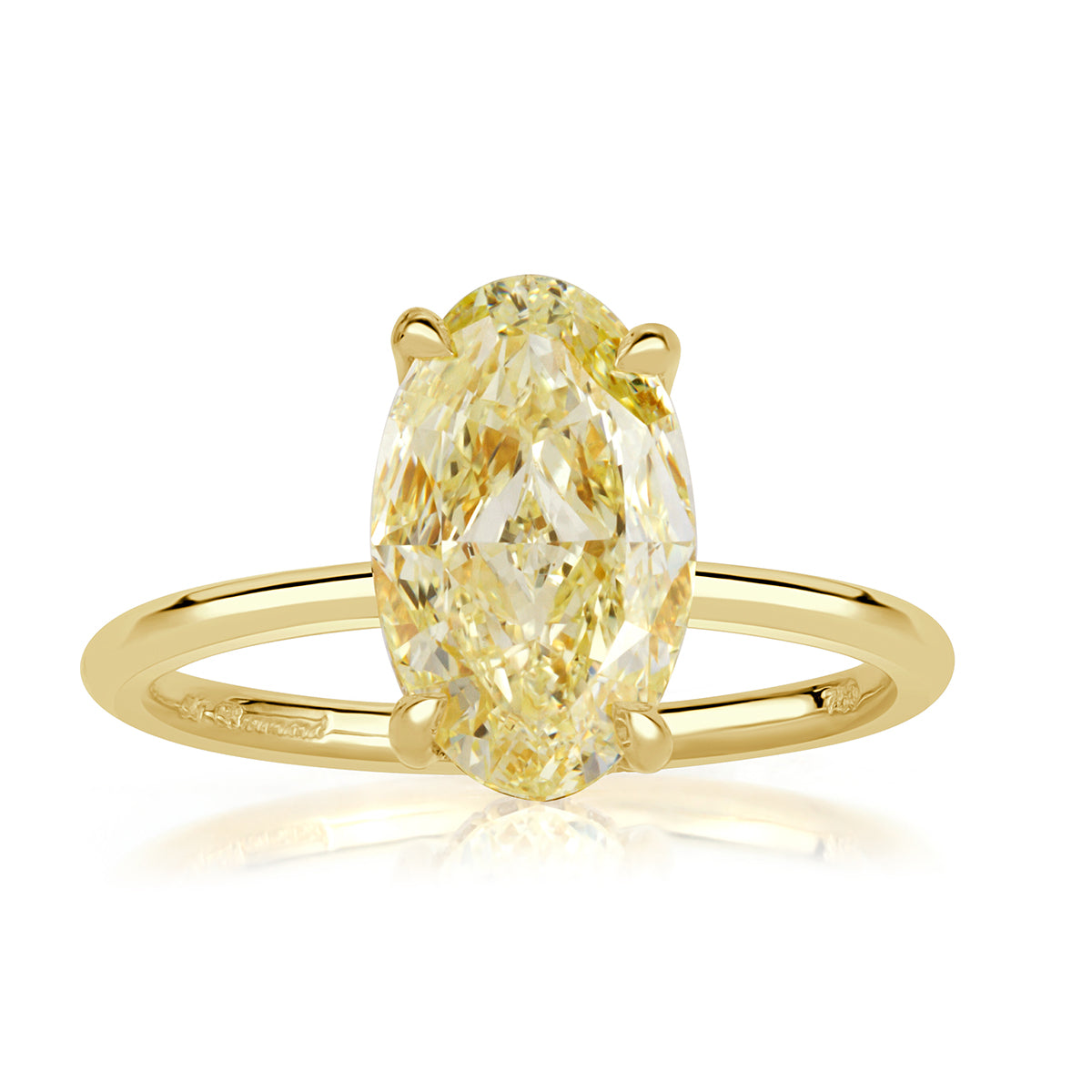 3.11ct Fancy Light Yellow Oval Cut Diamond Engagement Ring