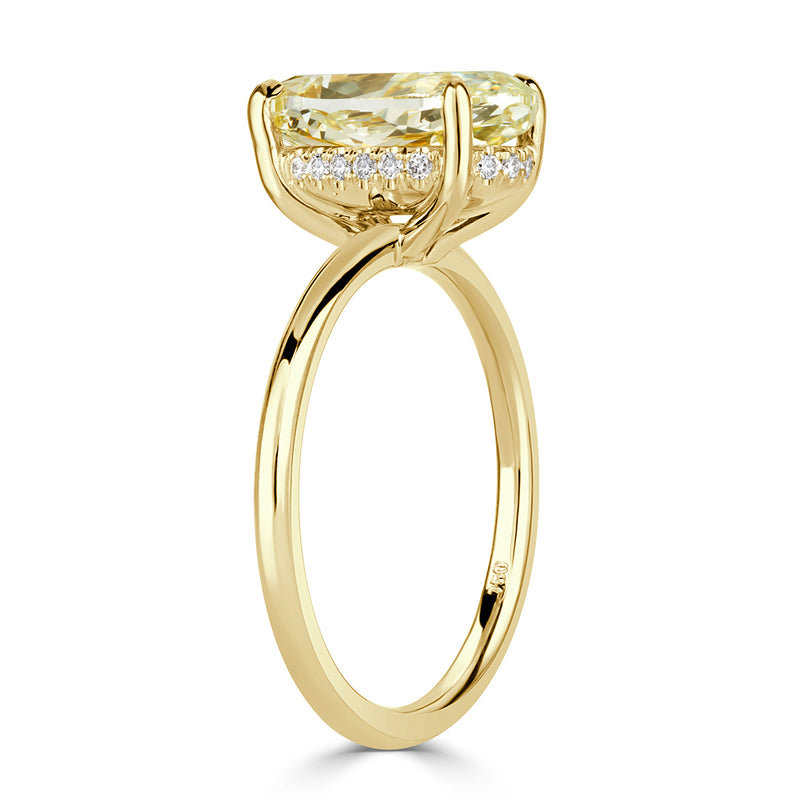 3.11ct Fancy Light Yellow Oval Cut Diamond Engagement Ring