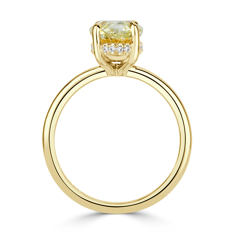 3.11ct Fancy Light Yellow Oval Cut Diamond Engagement Ring