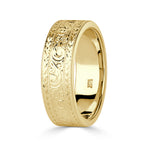 Men's Engraved Wedding Band in 14k Yellow Gold in 7mm