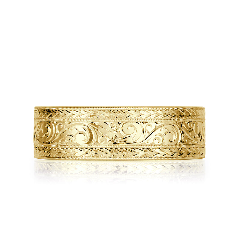 Engraved Men's Wedding Band 7mm