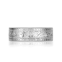 Men's Engraved Wedding Band in Platinum in 7mm