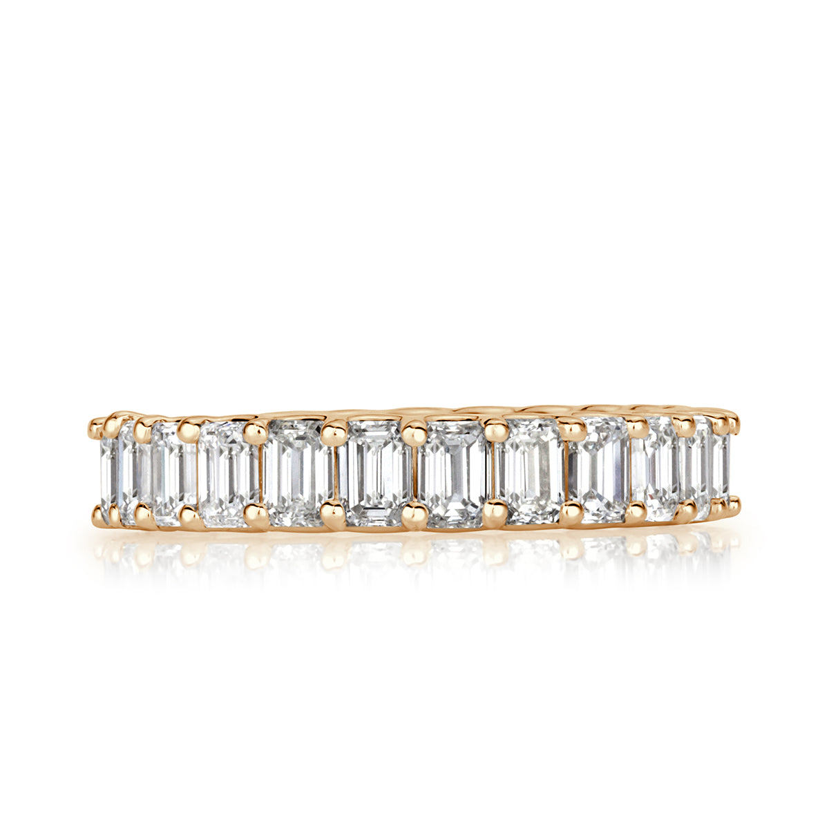 3.60ct Emerald Cut Diamond Eternity Band in 18k Champagne Yellow Gold