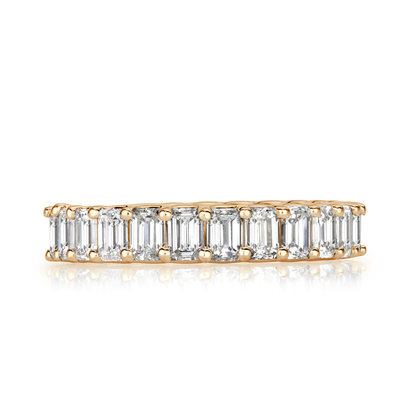 3.60ct Emerald Cut Diamond Eternity Band in 18k Champagne Yellow Gold