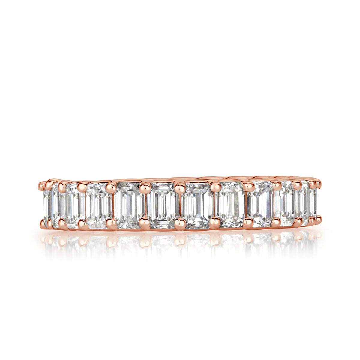 3.60ct Emerald Cut Diamond Eternity Band in 18k Rose Gold