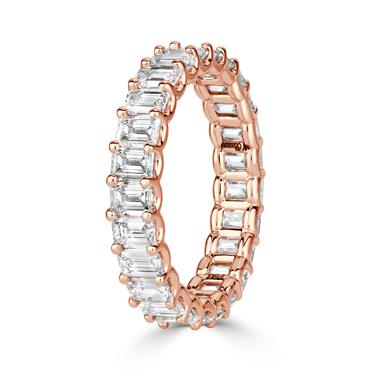 3.60ct Emerald Cut Diamond Eternity Band in 18k Rose Gold
