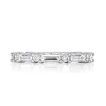 1.25ct Baguette and Round Brilliant Cut Diamond Wedding Band in 18k White Gold