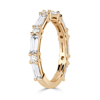 1.25ct Baguette and Round Brilliant Cut Diamond Wedding Band in 18k Champagne Yellow Gold