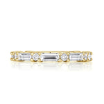 1.25ct Baguette and Round Brilliant Cut Diamond Wedding Band in 18k Yellow Gold