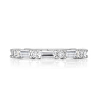 1.25ct Baguette and Round Brilliant Cut Diamond Wedding Band in Platinum