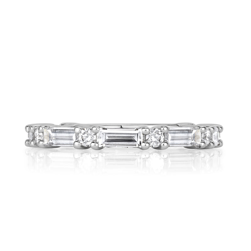 1.25ct Baguette and Round Brilliant Cut Diamond Wedding Band in Platinum