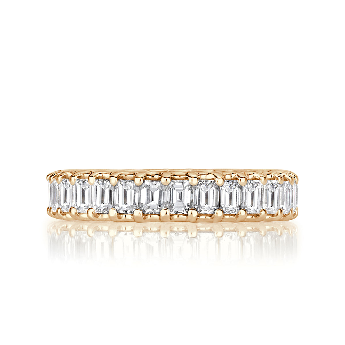 2.40ct Emerald Cut Diamond Eternity Band in 18k Champagne Yellow Gold