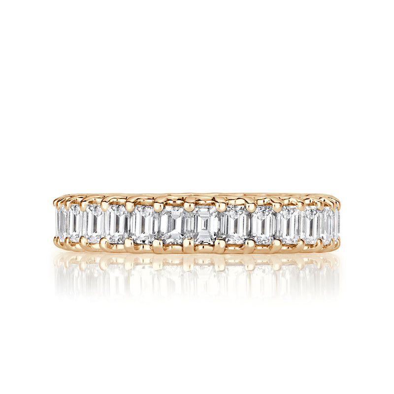 2.40ct Emerald Cut Diamond Eternity Band in 18k Champagne Yellow Gold