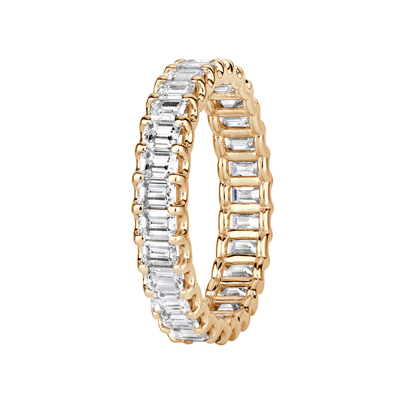 2.40ct Emerald Cut Diamond Eternity Band in 18k Champagne Yellow Gold