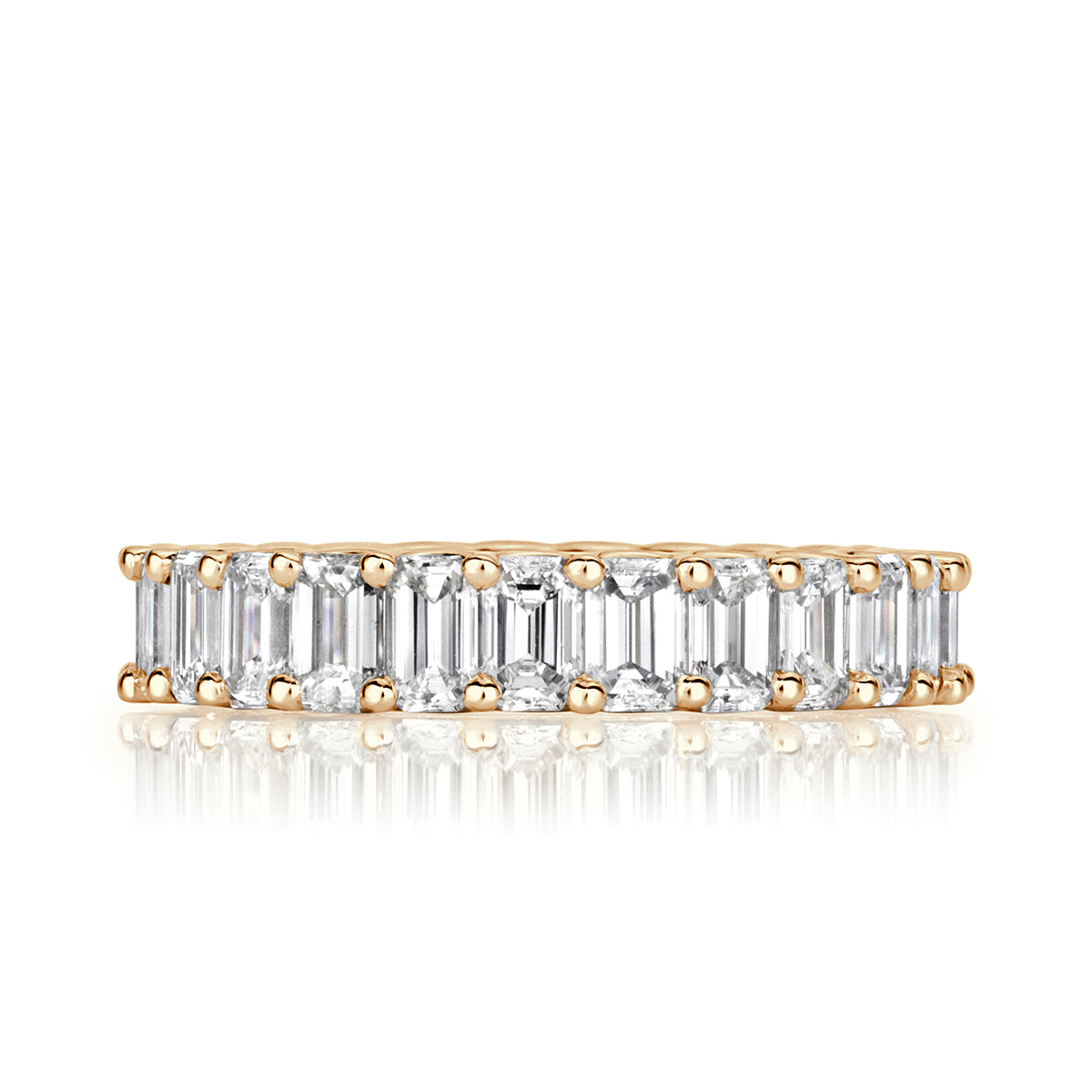 3.95ct Emerald Cut Diamond Eternity Band in 18k Champagne Yellow Gold