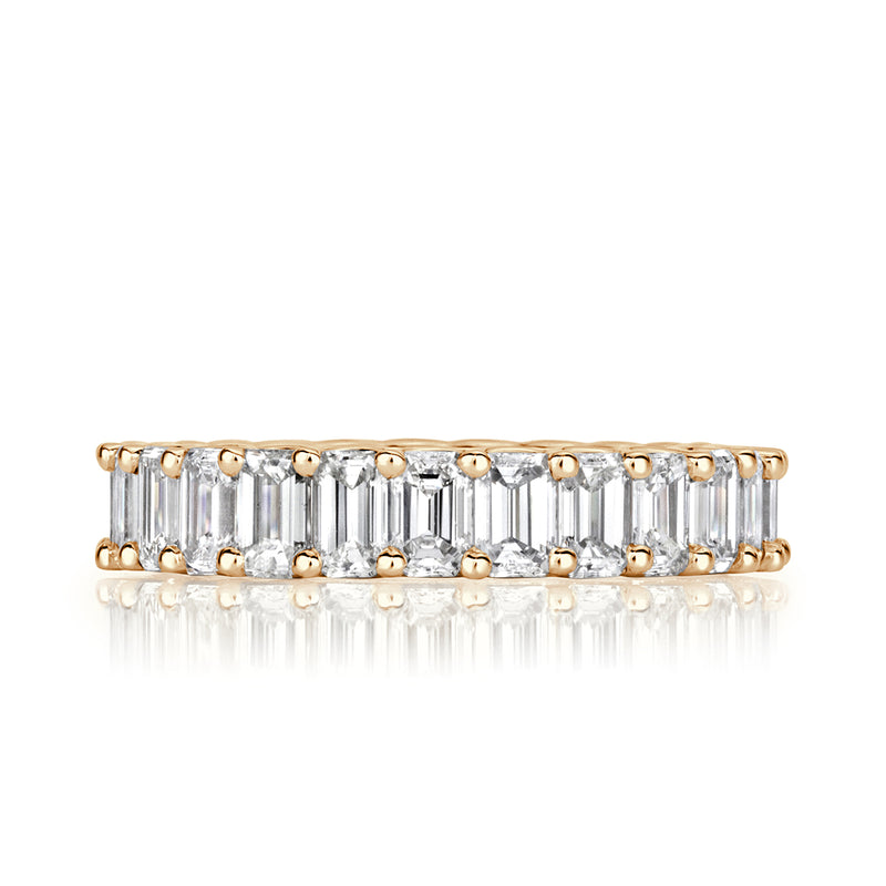 3.95ct Emerald Cut Diamond Eternity Band in 18k Champagne Yellow Gold