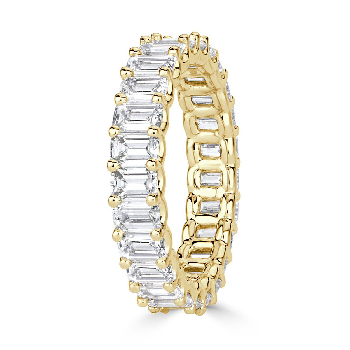 3.95ct Emerald Cut Diamond Eternity Band in 18k Yellow Gold