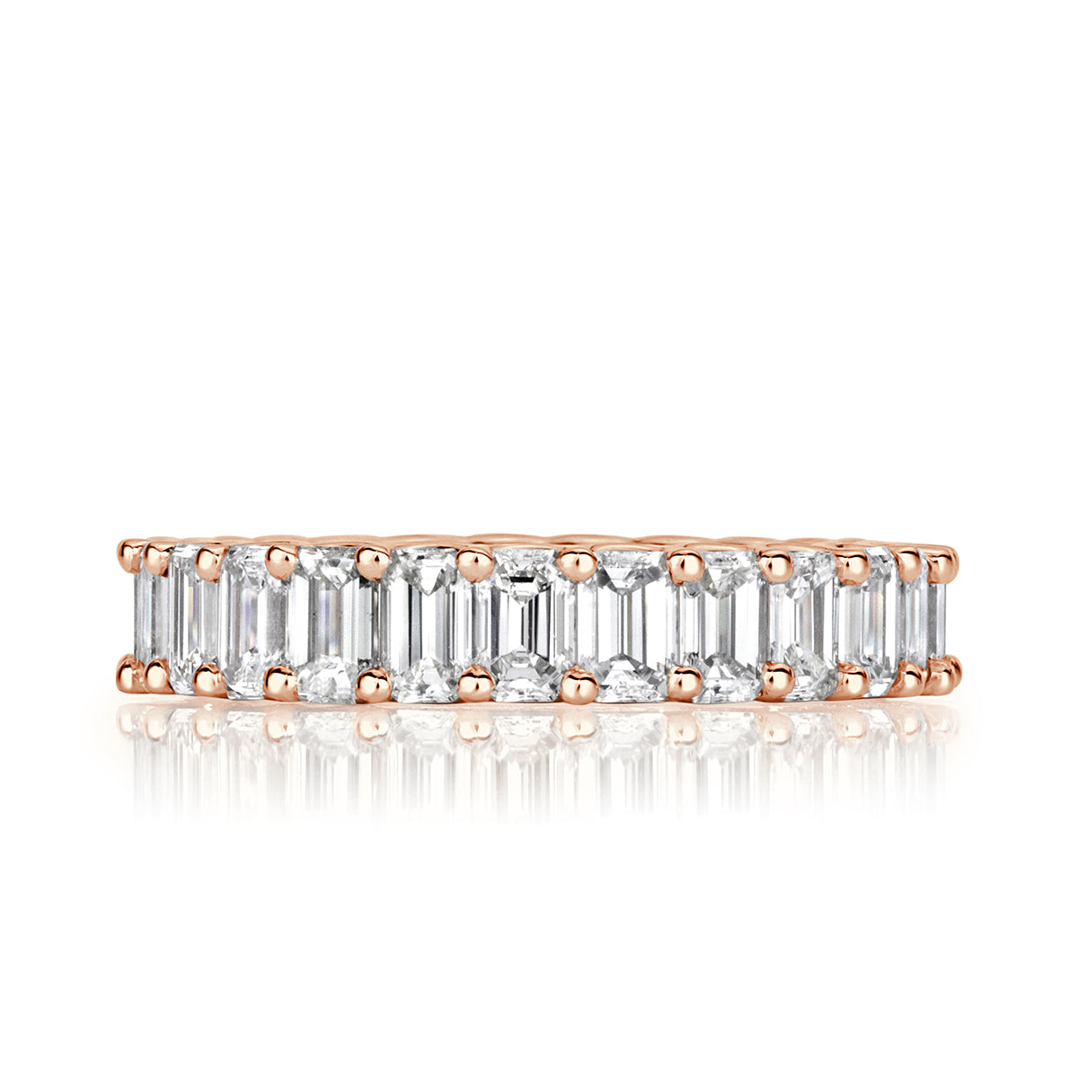 3.95ct Emerald Cut Diamond Eternity Band in 18k Rose Gold