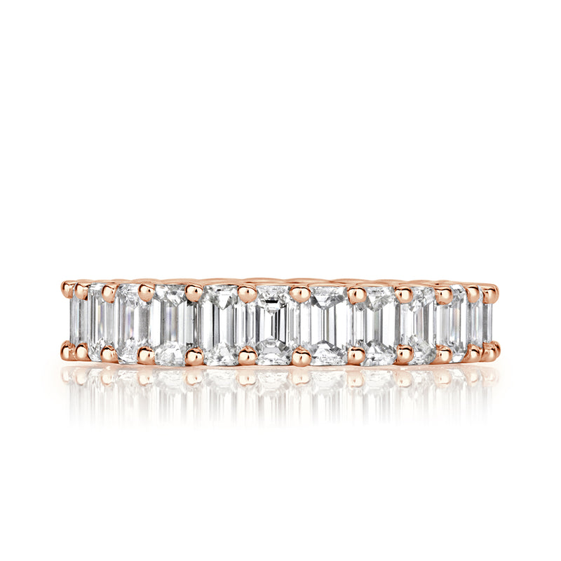 3.95ct Emerald Cut Diamond Eternity Band in 18k Rose Gold