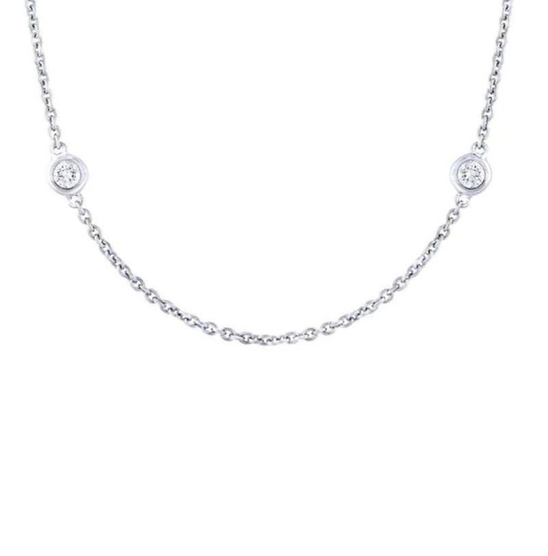 0.77ct Round Brilliant Cut Diamonds by the Yard Necklace in 14k White Gold in 18'