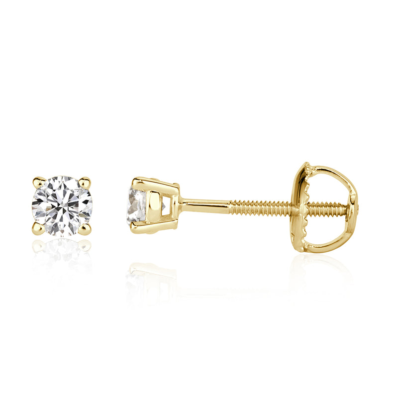 0.42ct Round Brilliant Cut Diamond Stud Earrings in 18k Yellow Gold