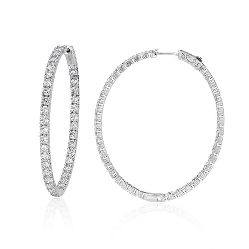 8.85ct Round Brilliant Cut Diamond Hoop Earrings in 14k White Gold in 2'