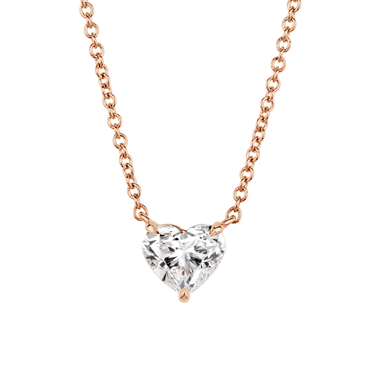 1.01ct Heart Shaped Diamond Pendant in 18k Rose Gold