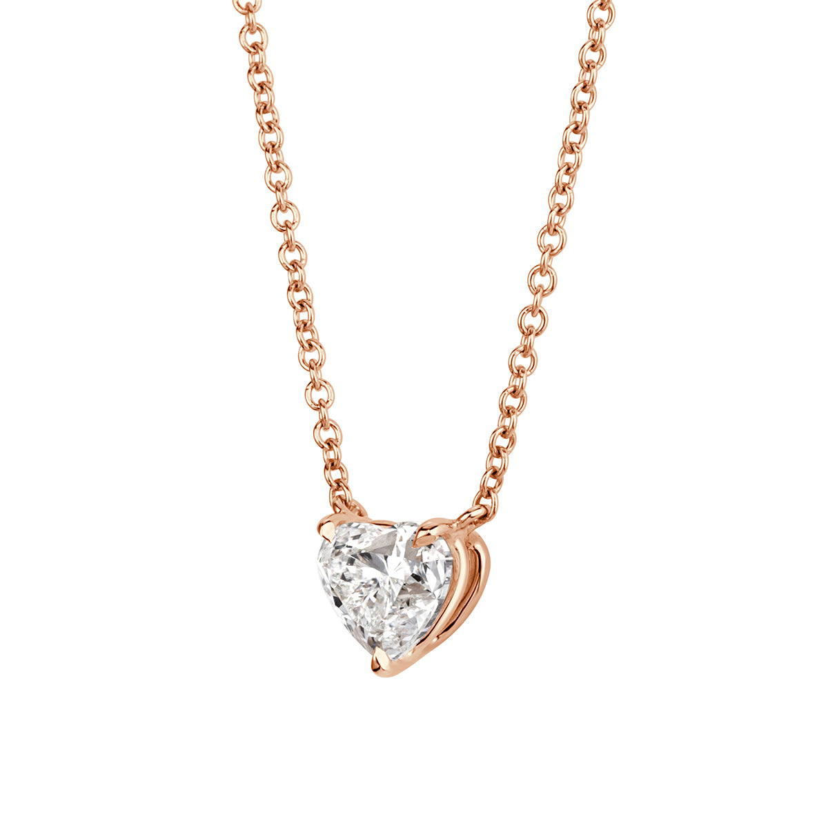 1.01ct Heart Shaped Diamond Pendant in 18k Rose Gold