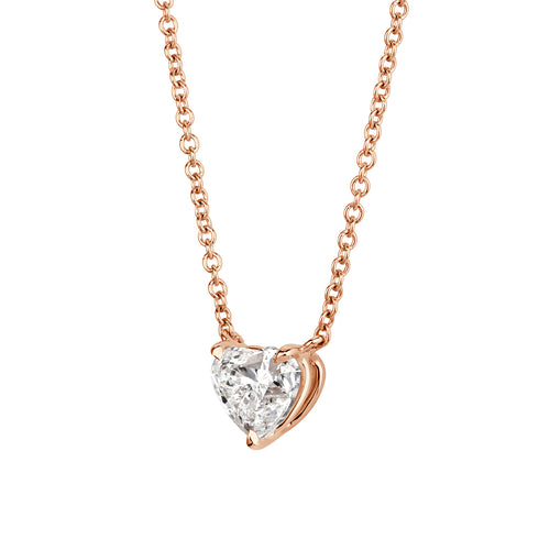 1.01ct Heart Shaped Diamond Pendant in 18k Rose Gold