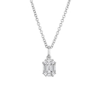 0.25ct Emerald and Trapezoid Cut Mosaic Diamond Pendant in 18k White Gold