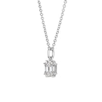 0.25ct Emerald and Trapezoid Cut Mosaic Diamond Pendant in 18k White Gold