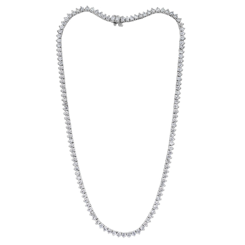 14.65ct Round Brilliant Cut Diamond Tennis Necklace in 14k White Gold in 16.5'