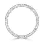 0.60ct Round Brilliant Cut Diamond Men's Engraved Wedding Band in 14k White Gold